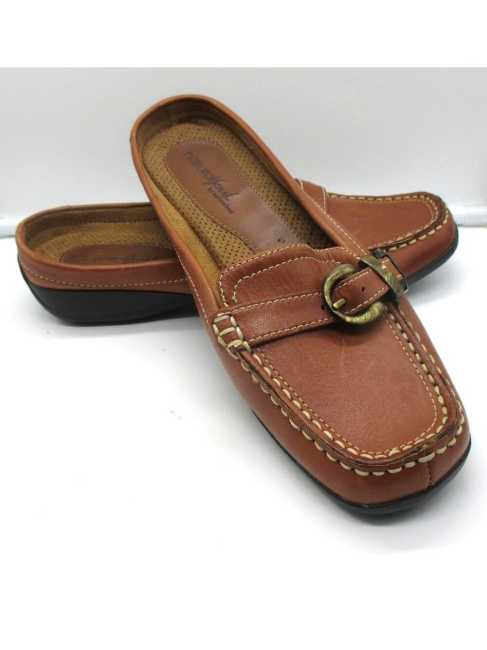 Natural Soul By Naturalizer Womens Leather Loafers Buckles 8.5 Slip-On Shoes